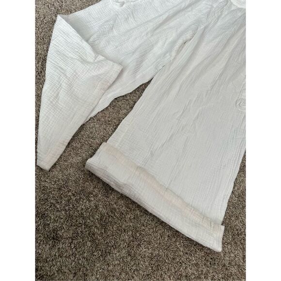 Aerie High Waisted Pool-To-Party Cargo Gauze Pant White Wide Leg Cotton XXL - Picture 10 of 11